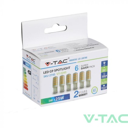LED Крушка - 3W G9 Пластик 3000К 6бр./Сет 