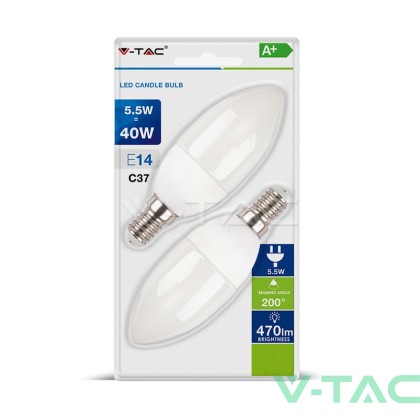 LED Крушка - 5.5W E14 Кендъл 6400K 2Бр/Блистер                                                          