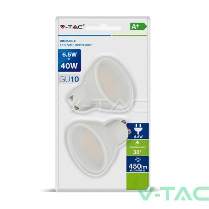 LED Крушка 6.5W GU10 Пластик Лупа Топло Бяла Светлина Димируема 2бр.