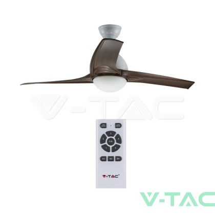15W LED Тяло/Вентилатор Таван Дистанционно  3 в 1 3 Перки Кафяв 60W AC Мотор