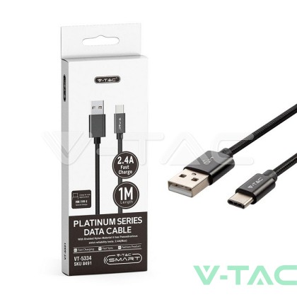 1 M Type C USB Кабел Черен - Platinum Серия