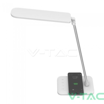7W LED Настолна Лампа Wireless Charger 3in1 Бяла 