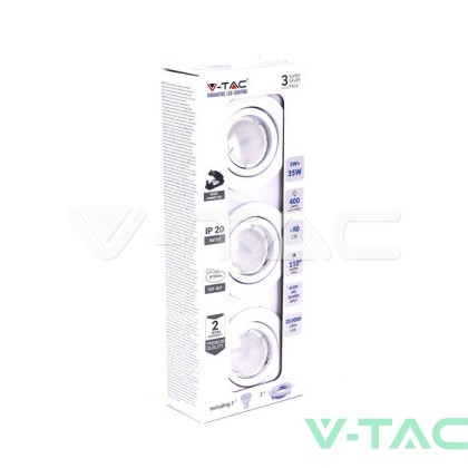 LED Крушка - 5W GU10 С Фасунга Бяло Тяло 4500К 3бр/сет 