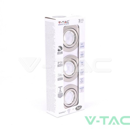 LED Крушка - 5W GU10 С Фасунга Сатен Никел 4500К 3бр/сет 