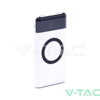 Външна Батерия Безжично Зареждане USB C+B 10К Mah Бяла 