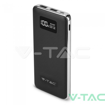 Външна Батерия 10К Mah С 2 USB + Дисплей Черна 