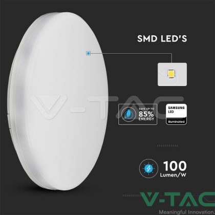 15W LED Плафон SAMSUNG CHIP Frameless Кръг 6400K  IP44 120LM/W