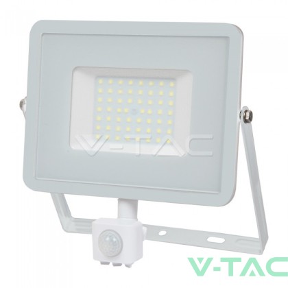 50W LED Прожектор Със Сензор  SAMSUNG ЧИП  Бяло Тяло 4000К
