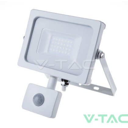 20W LED Прожектор Със Сензор  SAMSUNG ЧИП  Бяло Тяло 4000К