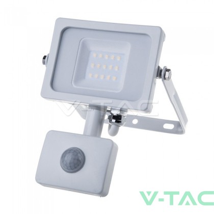10W LED Прожектор Със Сензор  SAMSUNG ЧИП  Бяло Тяло 6400К