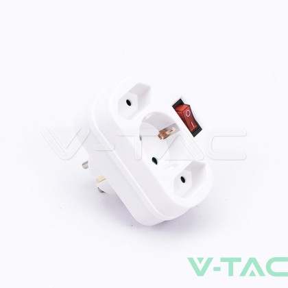 3 Щепсел Разклонител 2X10A + 1X16A 250V + Ключ 