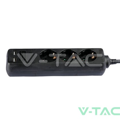 3 Гнезда Разклоните 2USB 3 Х 1.5 - 2 Х 1.5М Черен
