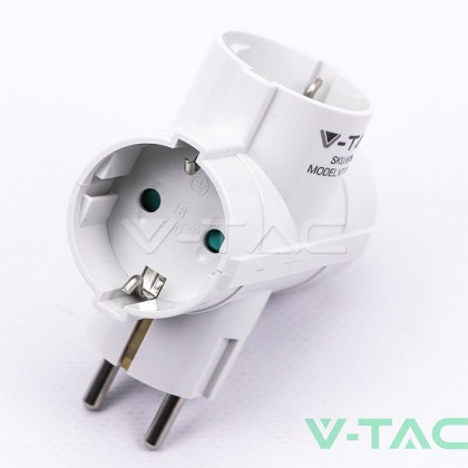 3 Щепсел Разклонител 10/16А 250V Странищен Бял 