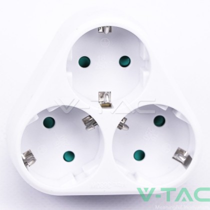 3 Щепсел Разклонител 10/16A 250V Триъгълник Бял 