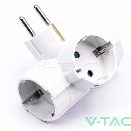 3 Щепсел Разклонител 10/16А 250V Страничен Бял 