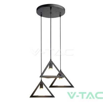 Пендел E27 Geometric  Пирамида Троен Черен Мат