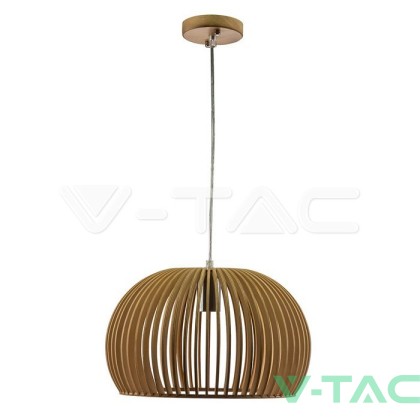 Дървен Пендел E27 Дърво + Хром Голям Ринг  D440*H280MM