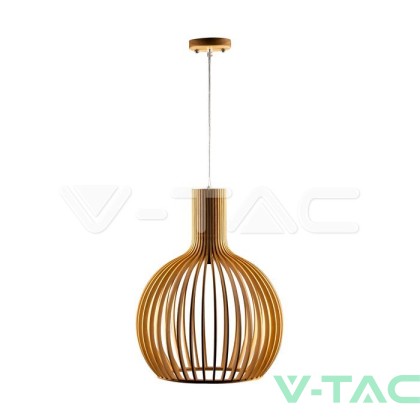Дървен Пендел E27 Дърво + Хром Кръг D350*450mm