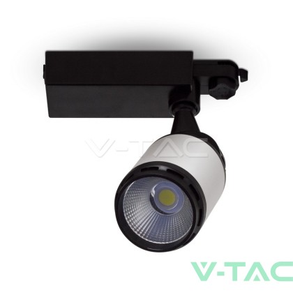 25W LED Прожектор Релсов Монтаж Черно/Бяло Тяло 6000K 