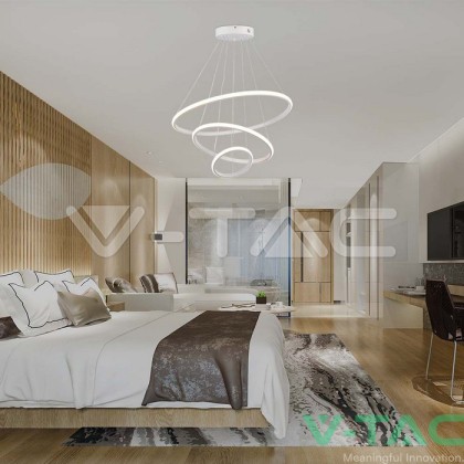 32W LED Висяща Декоративна Лампа 600*400*200 Бяло Тяло 3000K
