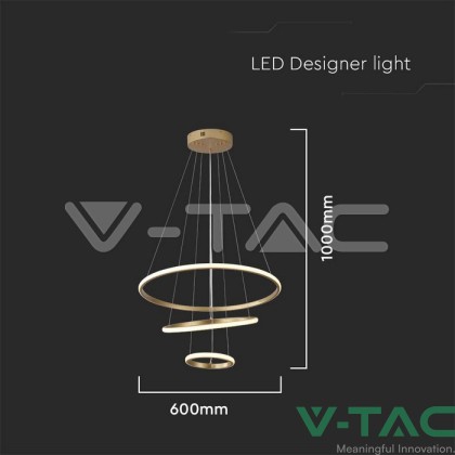 32W LED Висяща Декоративна Лампа 600*400*200 Златно Тяло 3000K
