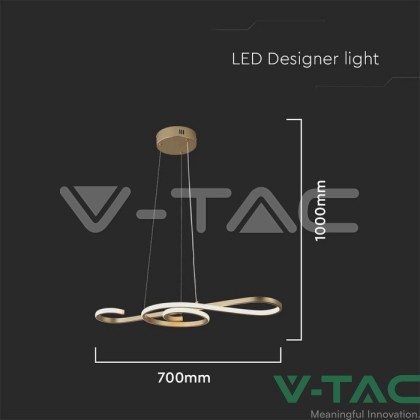 18W LED Висяща Декоративна Лампа 700*250 Златно Тяло 3000K