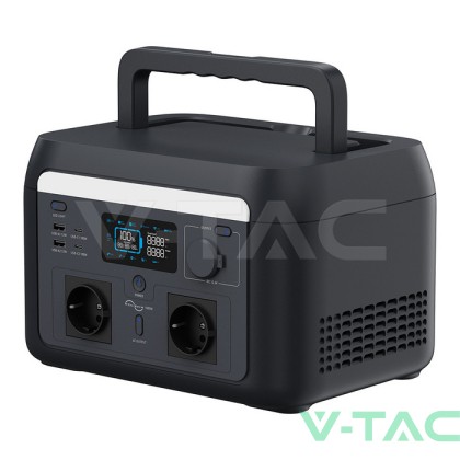 Преносима захранваща станция V-TAC 1000W / 614.4Wh LiFePO4, Wi-Fi & Bluetooth