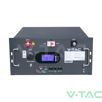 Литиева Батерия V-TAC 9.6kWh LiFePO4 – Black Edition, 48V с Wi-Fi Мониторинг