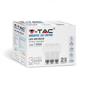 LED Крушка - 15W E27 A60 Термо Пластик 3000K 3Бр/Блистер                            