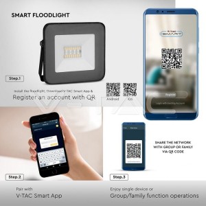 20W LED Прожектор Bluetooth Черно Тяло RGB + W 