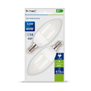 LED Крушка - 5.5W E14 Кендъл 2700K 2Бр/Блистер                                                             