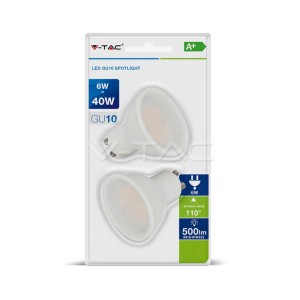 LED Крушка  6W GU10 SMD бял пластмасов бял 2бр / пакет