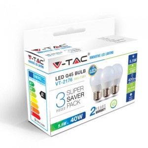 LED Крушка - 5.5W E27 G45 2700K 3Бр/Сет