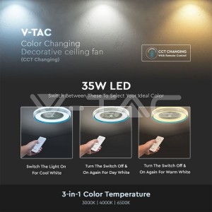 50W LED Тяло/Вентилатор Дистанционно 3в1 AC Мотор Син Ринг 