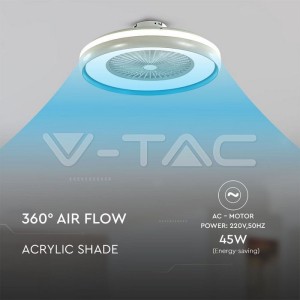 50W LED Тяло/Вентилатор Дистанционно 3в1 AC Мотор Син Ринг 