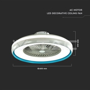 50W LED Тяло/Вентилатор Дистанционно 3в1 AC Мотор Син Ринг 