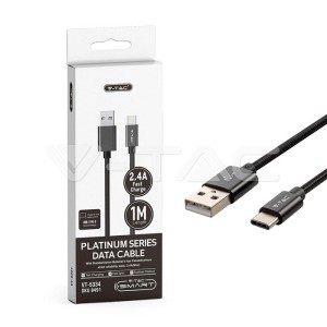 1 M Type C USB Кабел Черен - Platinum Серия