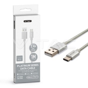 1 M Type C USB Кабел Сребрист - Platinum Серия