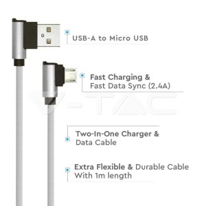 1 M Micro USB Кабел Сив - Diamond Серия 