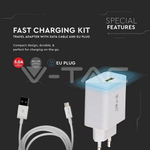 Сет За Бързо Зареждане Micro USB Бял 