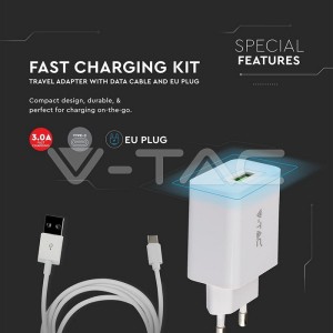 Сет За Бързо Зареждане Type C  USB Бял 