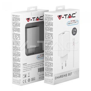 Зарядно 2.1А Type-C  Кабел Бяло