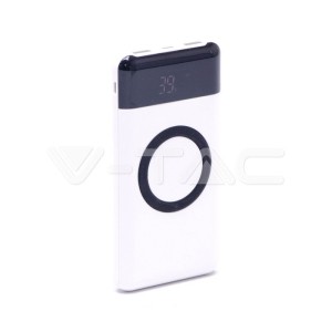 Външна Батерия Безжично Зареждане USB C+B 10К Mah Бяла 