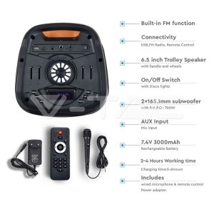 35W Колона С 1 Жичен Микрофон RF Контрол  2*6.5inch 
