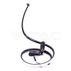 12W LED Настолна Лампа Извита Кабел - Ключ 3000К Черна  