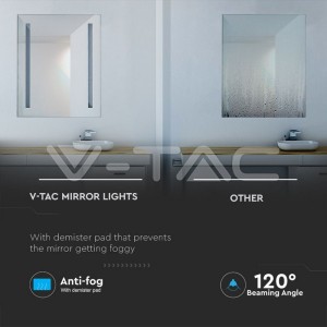 6W ЛЕД Огледало Правоъгълник Шнур 700*500*35mm IP44 Anti Fog 6400K + 24W Нагревател