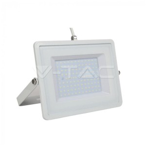 100W LED Прожектор SMD Бяло Тяло 6000K Бял Кабел