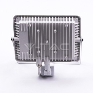 50W LED Прожектор Със Сензор  SAMSUNG ЧИП  Бяло Тяло 6400К