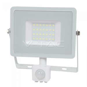 30W LED Прожектор Със Сензор  SAMSUNG ЧИП  Бяло Тяло 3000К