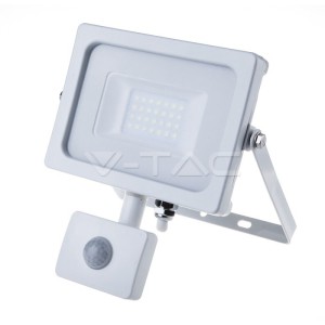 20W LED Прожектор Със Сензор  SAMSUNG ЧИП  Бяло Тяло 4000К